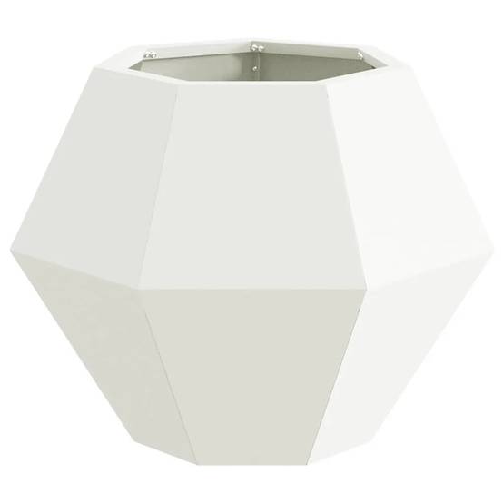 Jardinière rectangulaire extérieure jardin 50 x 50 x 40 cm esthétique durable en acier blanc - Image 2