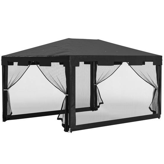 Tente de réception métal polyéthylène événements extérieurs protection pluie 395x295cm noir - ComfortXL Outdoor Living - Image 2