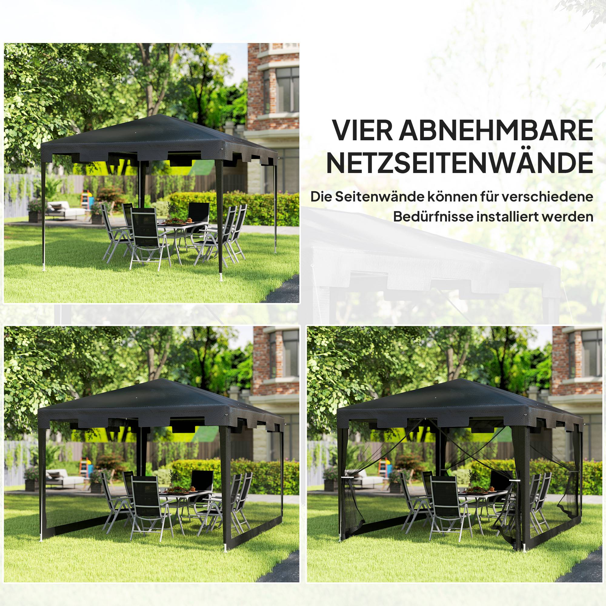 Tente de réception métal polyéthylène événements extérieurs protection pluie 395x295cm noir - ComfortXL Outdoor Living - Image 6
