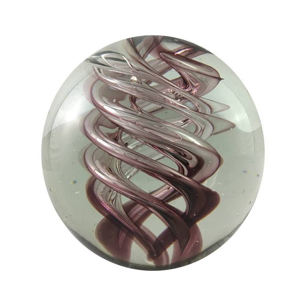 Presse papier sulfure "Flammes" en verre violet Ø.9.5 cm Chemin de campagne - Image 1