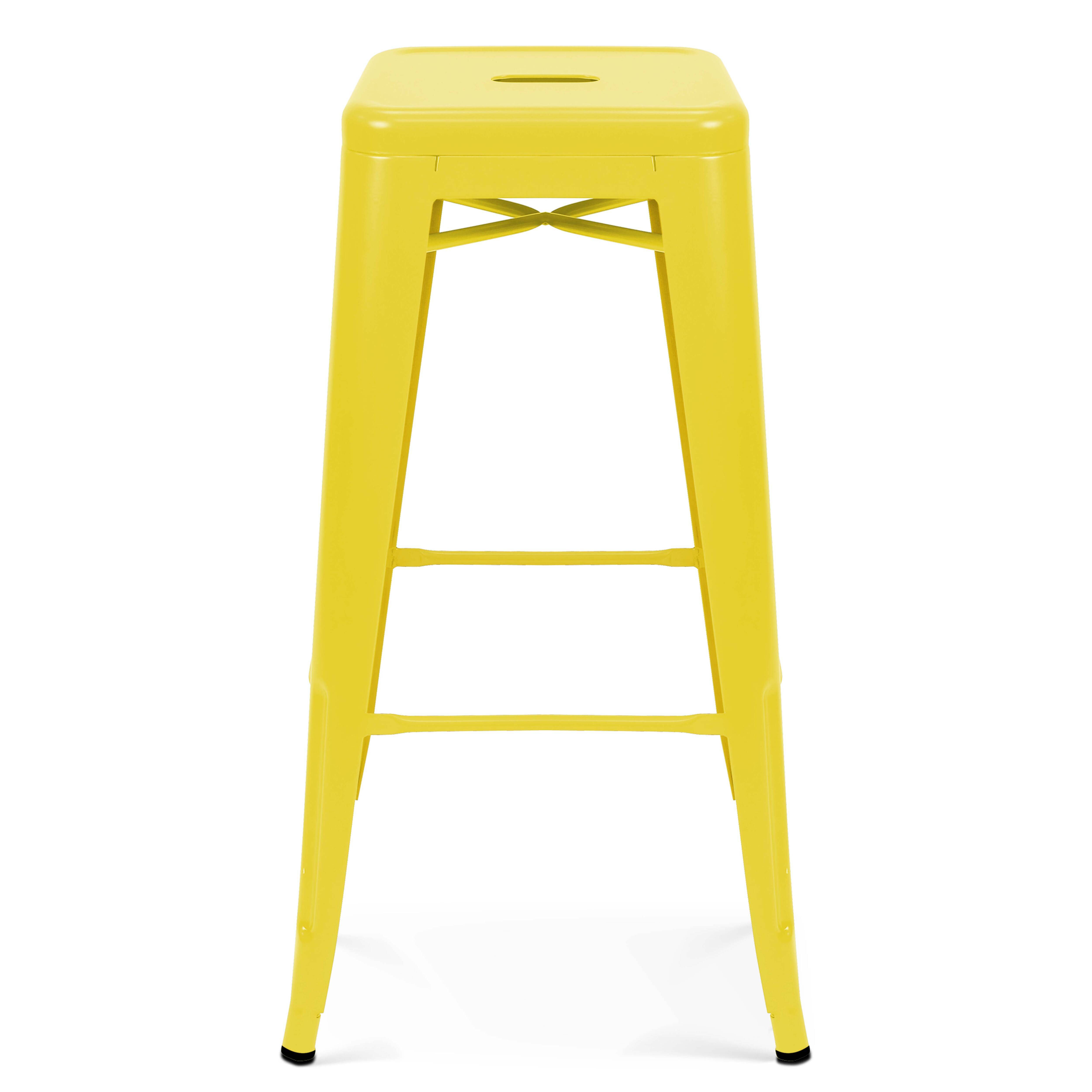 Oviala - Lot de 4 tabourets de bar en acier jaune mat Indus - Oviala - Image 3