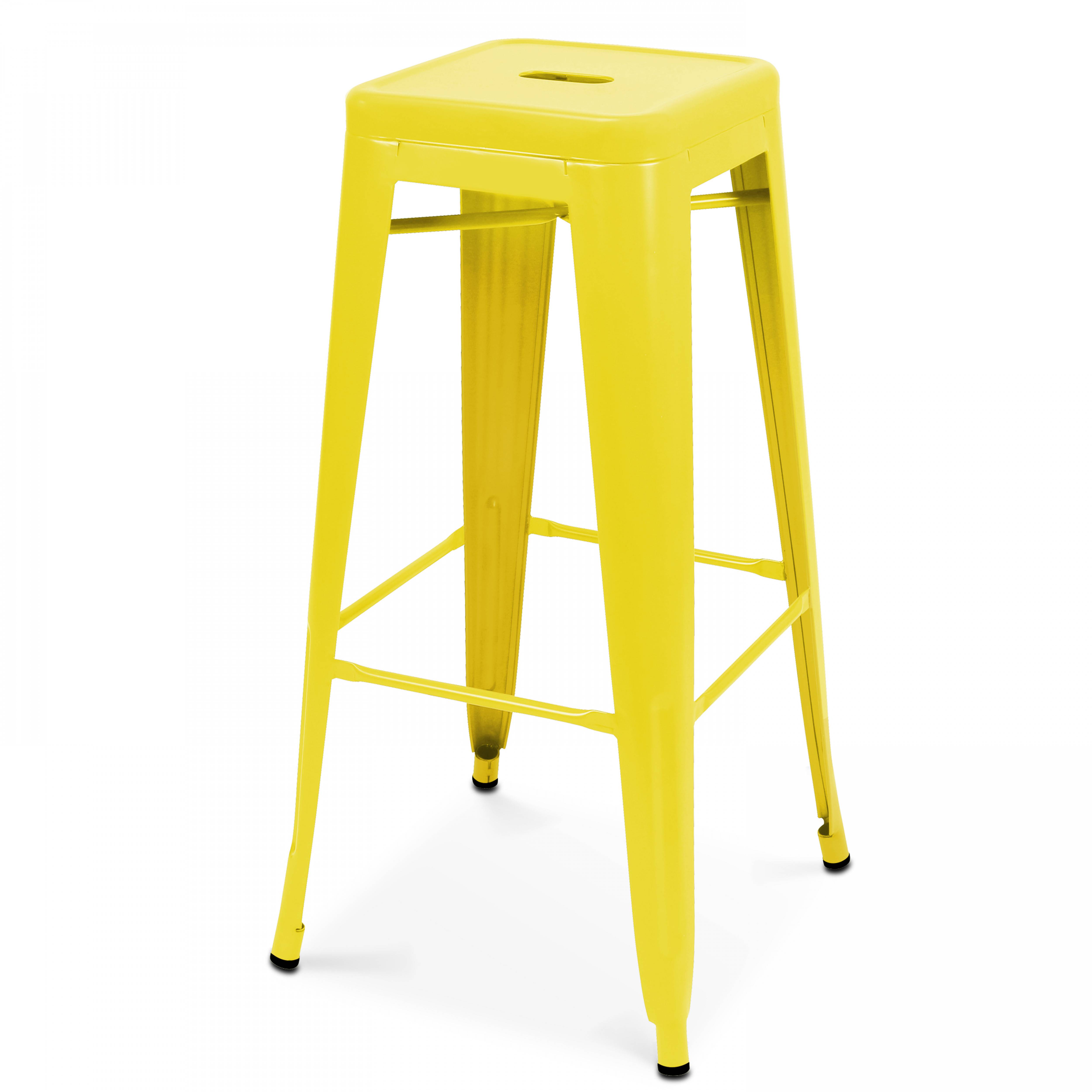 Oviala - Lot de 4 tabourets de bar en acier jaune mat Indus - Oviala - Image 2