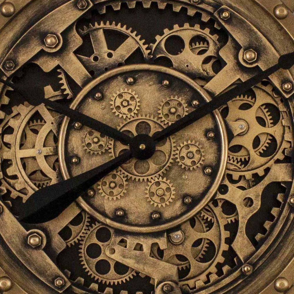 Antic Line Creations - Pendule cartouches crème avec rouages en fer 96cm - Image 2