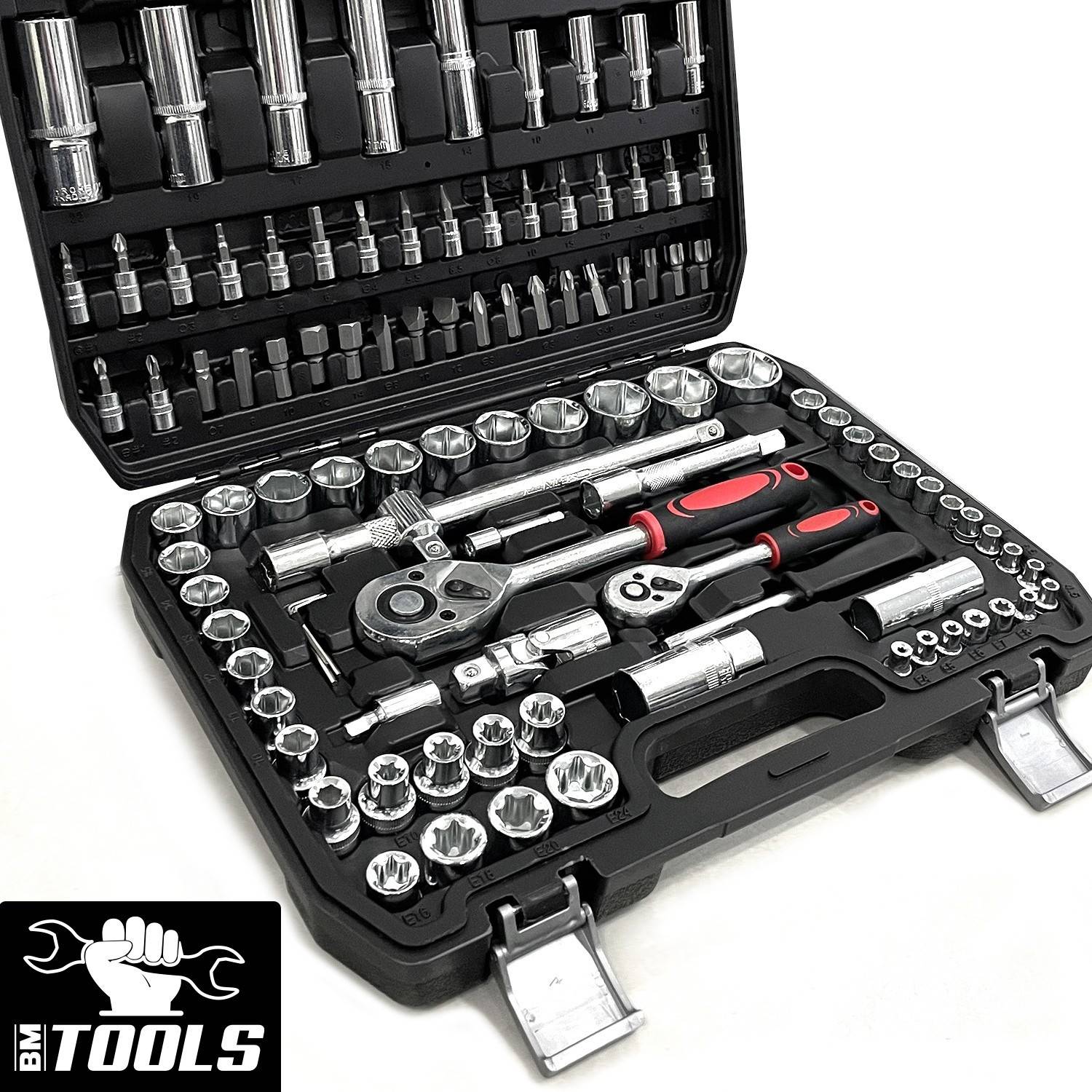 Coffret Kit Outils 108 pcs BM TOOLS BMT-108-PCS Clé à Cliquet Douille Acier Vanadium Douilles, Mécanicien, Garagiste, Bricoleur - Image 3
