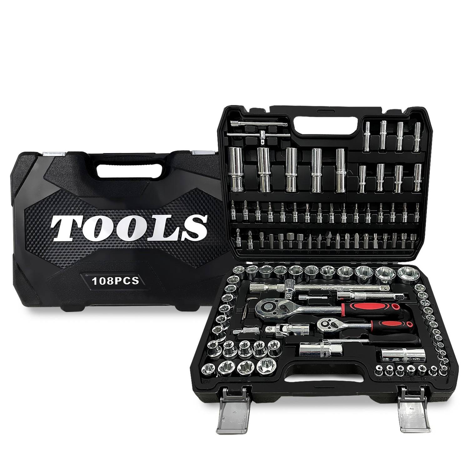 Coffret Kit Outils 108 pcs BM TOOLS BMT-108-PCS Clé à Cliquet Douille Acier Vanadium Douilles, Mécanicien, Garagiste, Bricoleur - Image 1