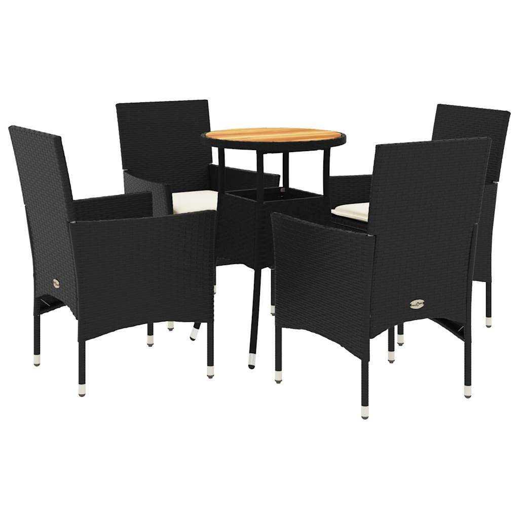 Vidaxl - Ensemble à manger de jardin et coussins 5 pcs-Salons de jardin noir rotin acacia 780292 - Image 2