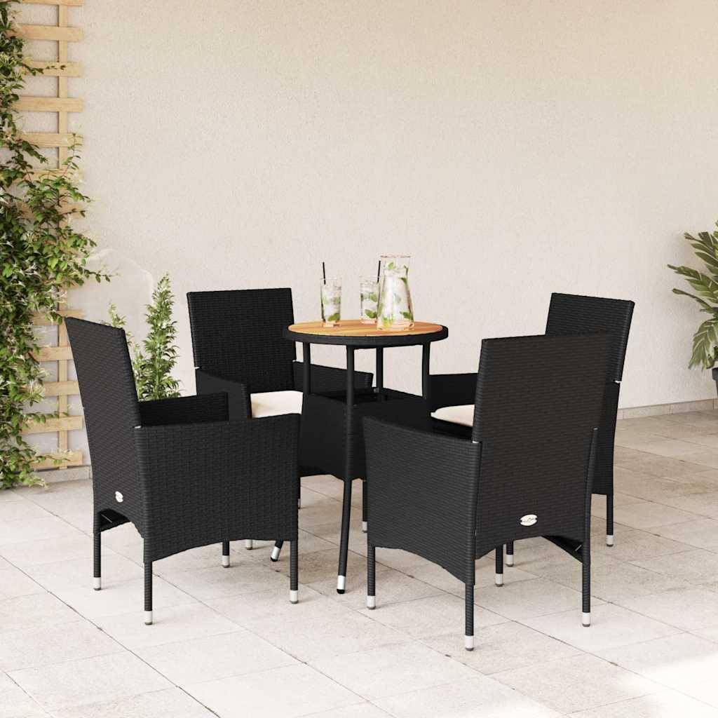 Vidaxl - Ensemble à manger de jardin et coussins 5 pcs-Salons de jardin noir rotin acacia 780292 - Image 1