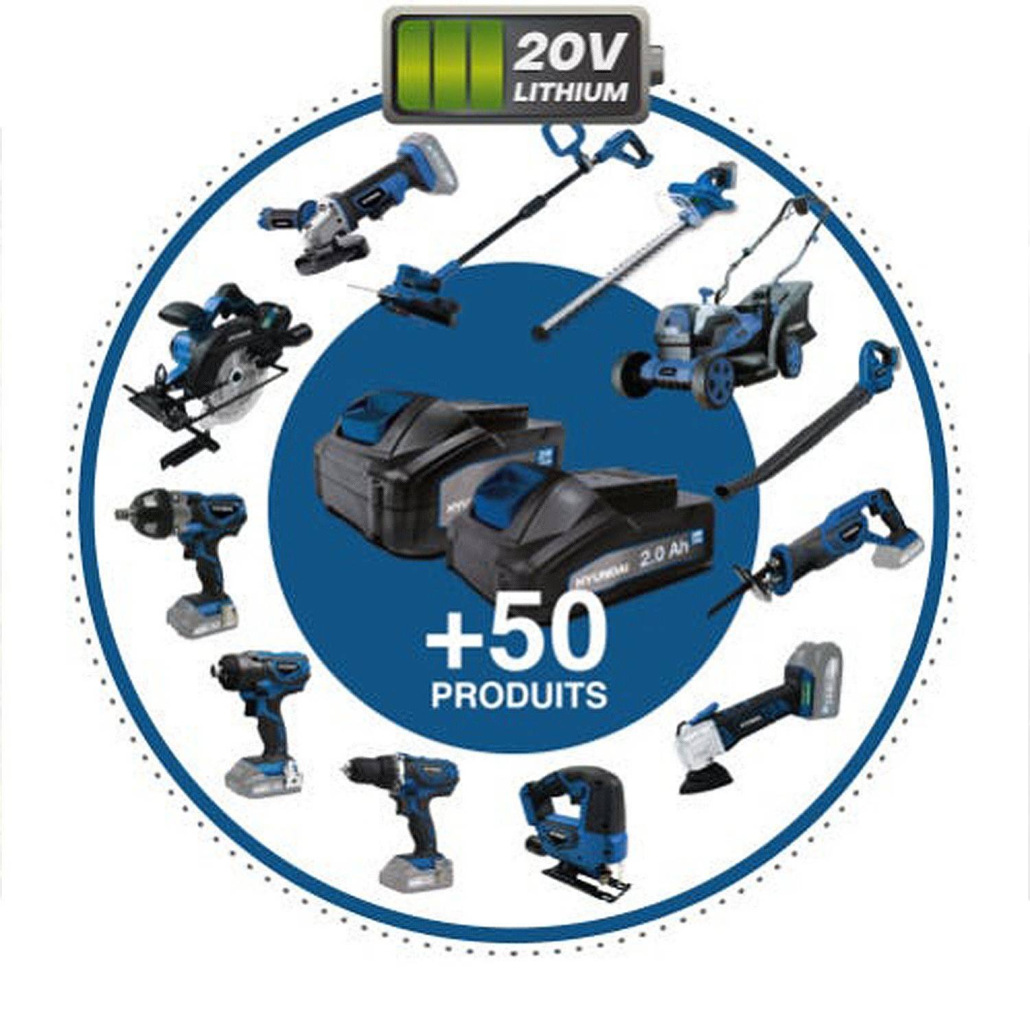 Hyundai - Taille-haie sans fil - HYUNDAI HTH20V - 20 V 52 cm - sans batterie ni chargeur - Image 3