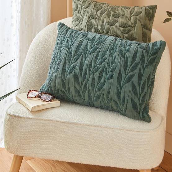 Coussin Déco Jacquard "Lethon" 50x50cm Vert Clair - Image 4