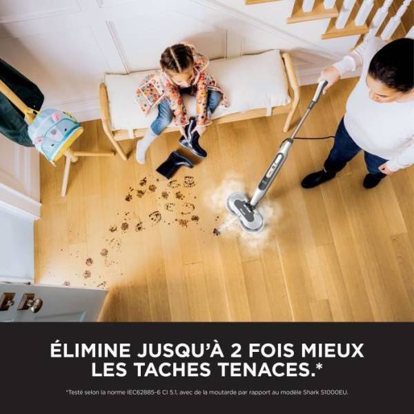 Balai - Nettoyeur Vapeur SHARK S8201EU Steam Mop - Balai Vapeur Automatique - 2 tampons rotatifs - 3 réglages vapeur - Elimine taches et saleté - Image 3