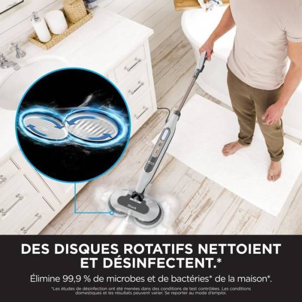 Balai - Nettoyeur Vapeur SHARK S8201EU Steam Mop - Balai Vapeur Automatique - 2 tampons rotatifs - 3 réglages vapeur - Elimine taches et saleté - Image 4
