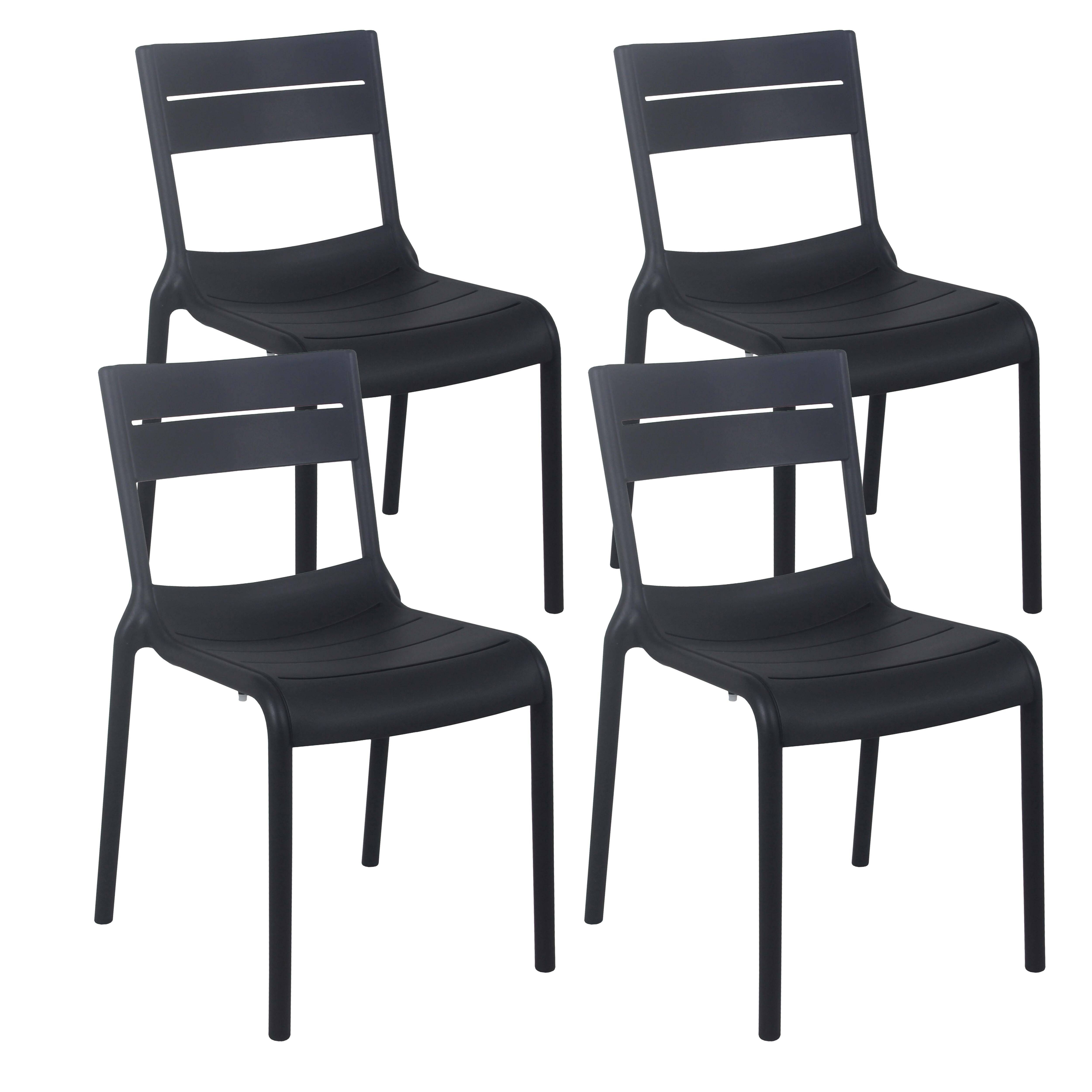 Oviala - Lot de 4 chaises de terrasse en plastique noires Paname - Oviala - Image 1