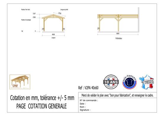 Carport Bois Douglas Français 24 m² – 2 pentes adossé – 4 poteaux – Abri voiture extérieur – Garantie 10 ans - Image 3