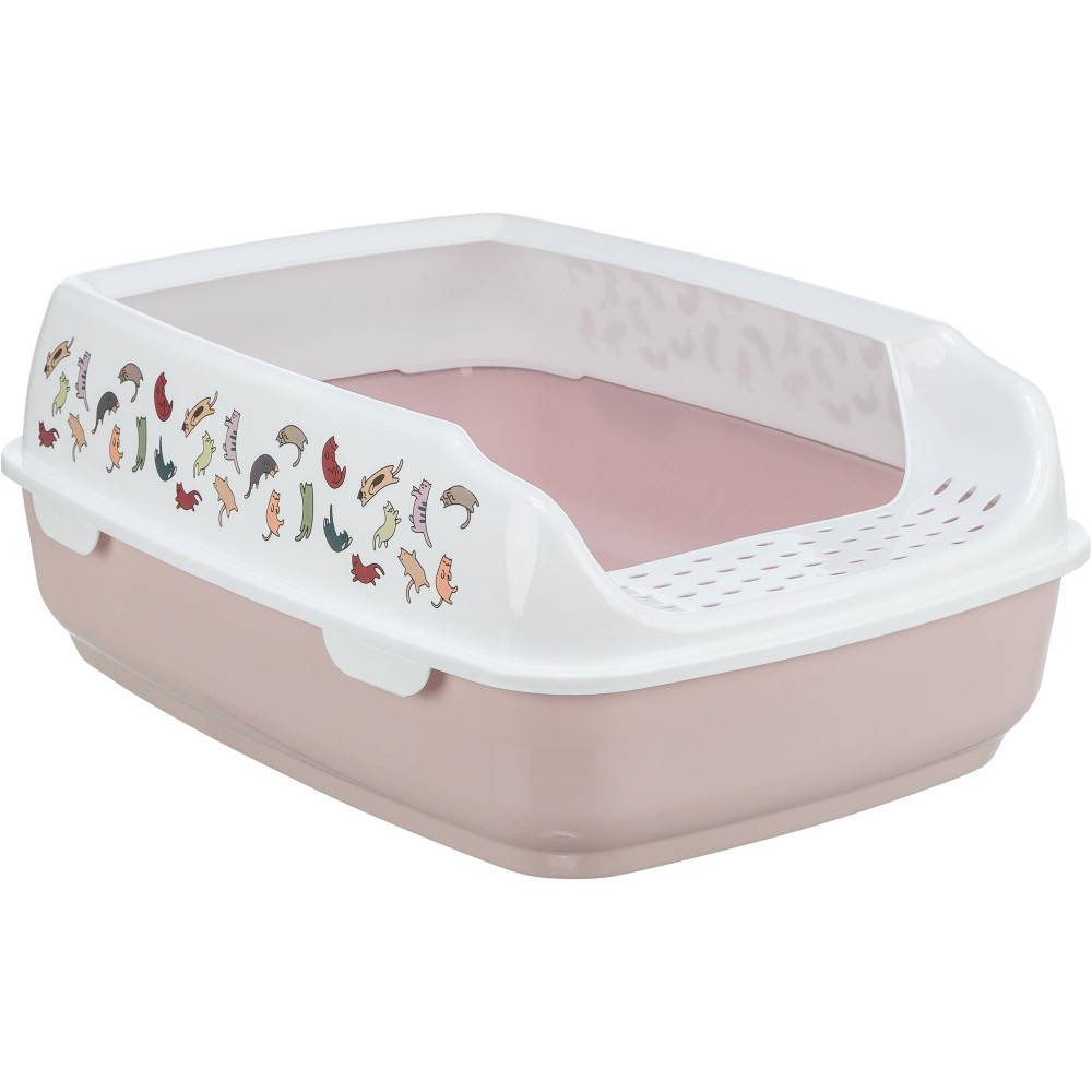 Trixie - Bac à litière Delio rose et blanche 49.5 x 38 x 20 cm pour chat - Image 1