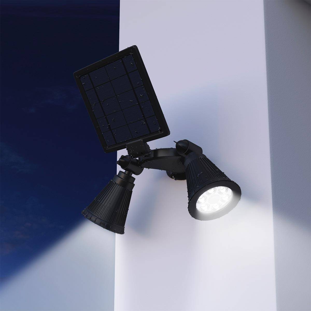 Lumisky - Double projecteur solaire avec détecteur DOLBY Noir Plastique 600LM - Image 2