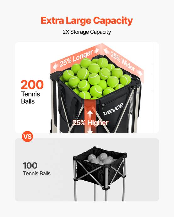 VEVOR Panier à Balles de Tennis avec Roulettes Chariot Pliable pour 200 Balles - Image 5