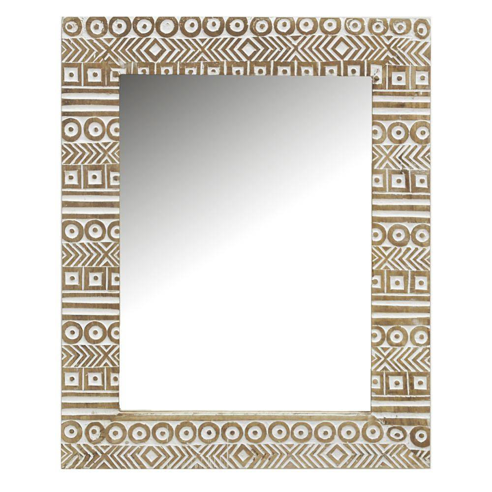 Aubry Gaspard - Miroir Aztèque en manguier sculpté et blanchi - Image 3
