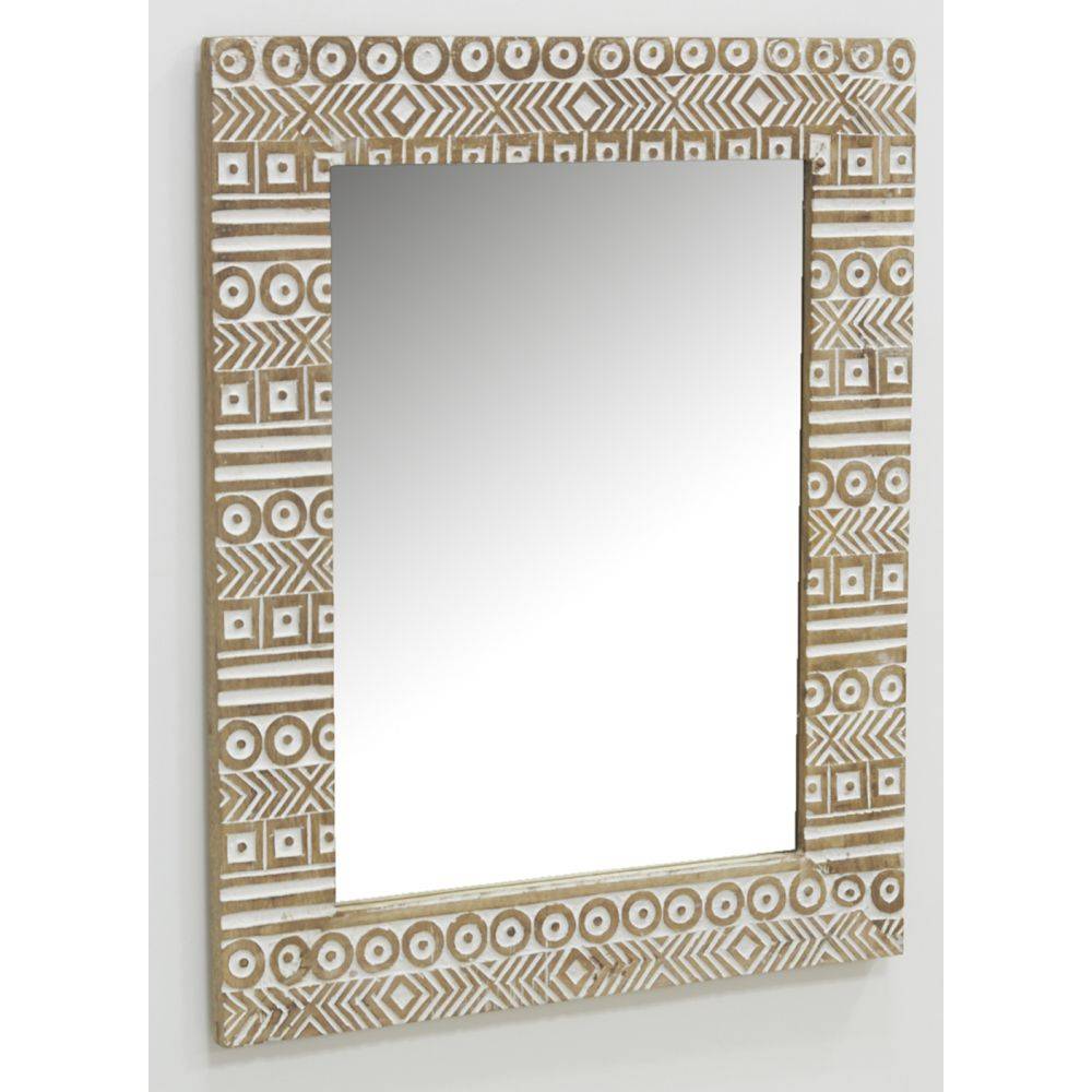 Aubry Gaspard - Miroir Aztèque en manguier sculpté et blanchi - Image 4