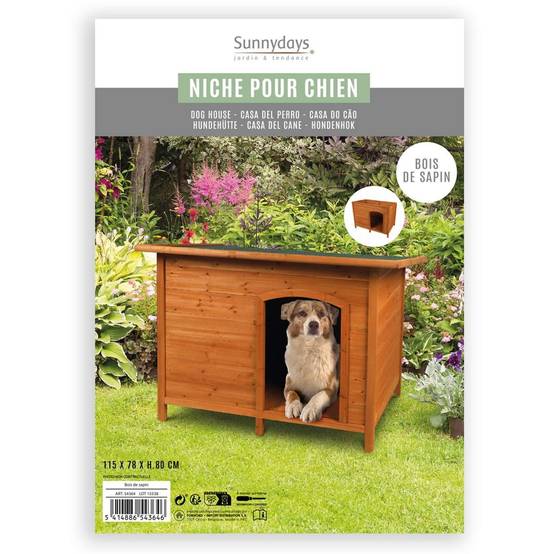 Sans Marque - Niche pour chien Tao avec toit amovible en bois naturel - Toilinux - Image 2