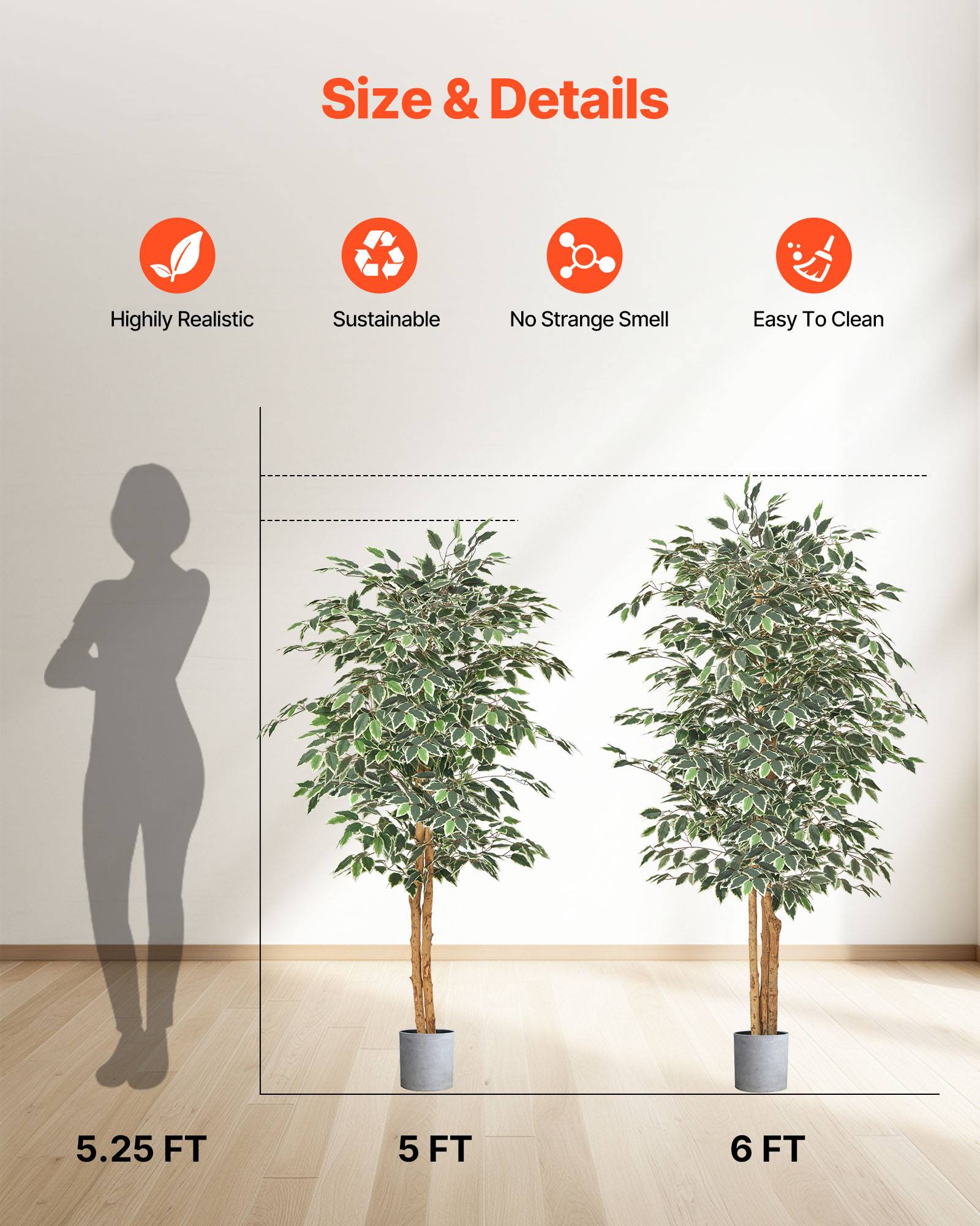 VEVOR Arbre Artificiel Plante Artificielle Faux Ficus 1,5 m Décoration Intérieur - Image 2