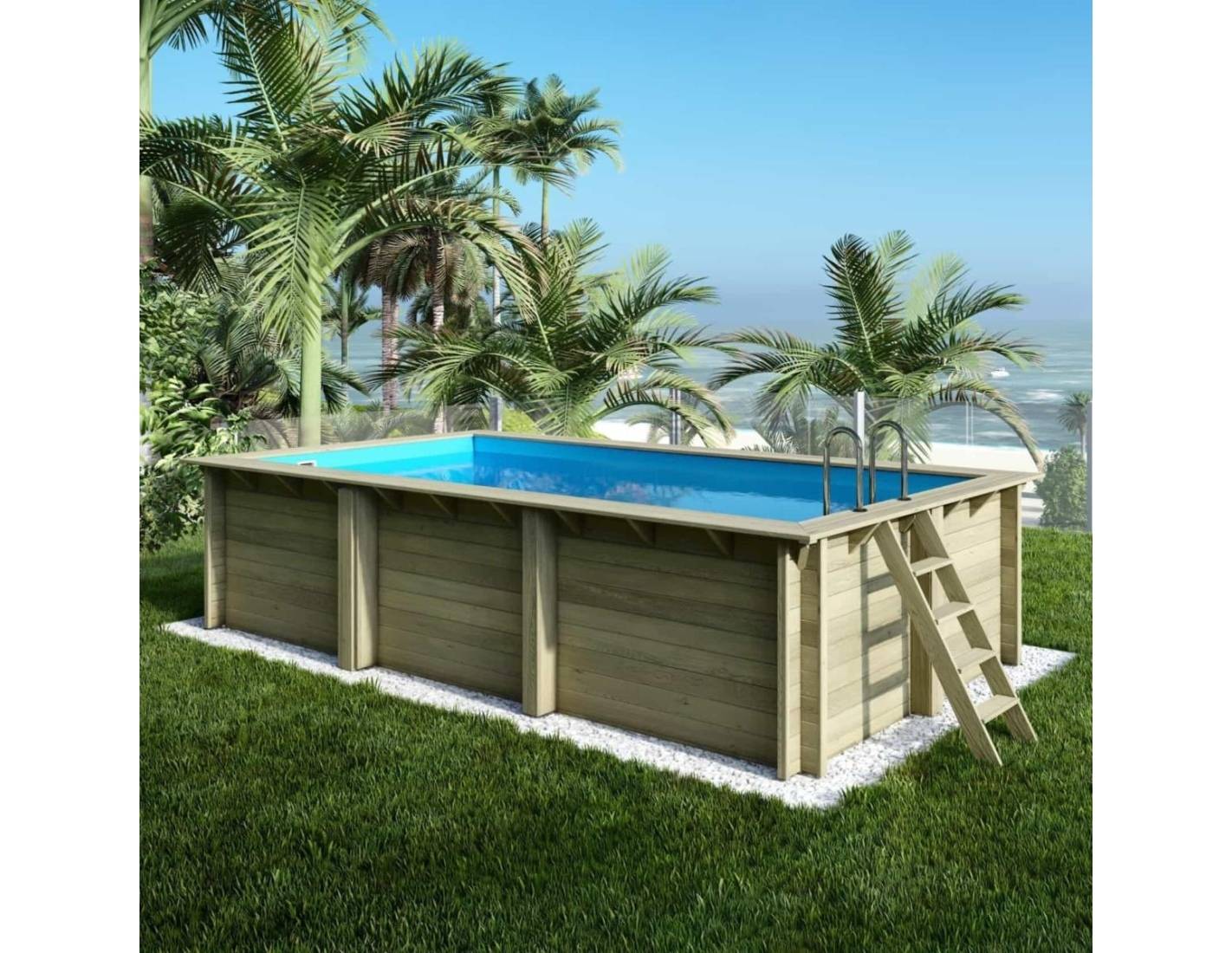 Altanka - Piscine hors sol en bois AQUA 6.1 x 2.85 - H.1.31 m, bleu pâle, cadre en métal - sans dalle - BAS7307OSPU - ALTANKA - Image 2
