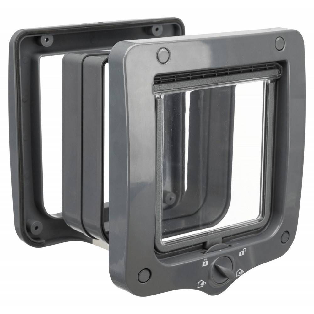 Animallparadise - Chatière 4 positions avec tunnel 20 × 22 cm  grise pour chat - Image 1