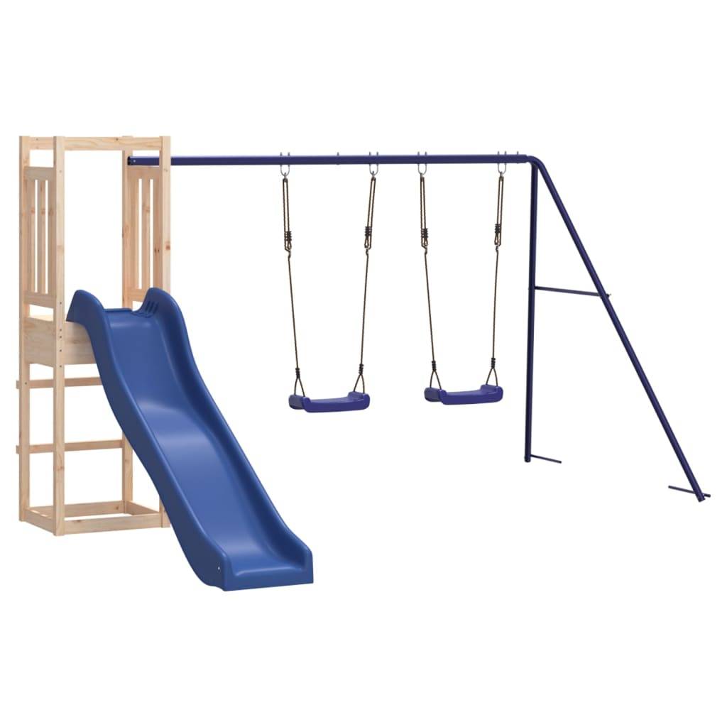 Helloshop26 - Aire de jeux d'extérieur balançoires toboggan portiques robuste jeux jardin 308 x 321 x 169 cm bois de pin massif - Image 1