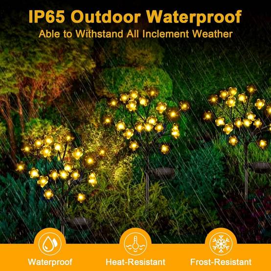 lampes solaires-Lampe solaire jardin extérieur 2 pièces - 20 LEDs fleurs - IP65 imperméable - Living123 - Image 6