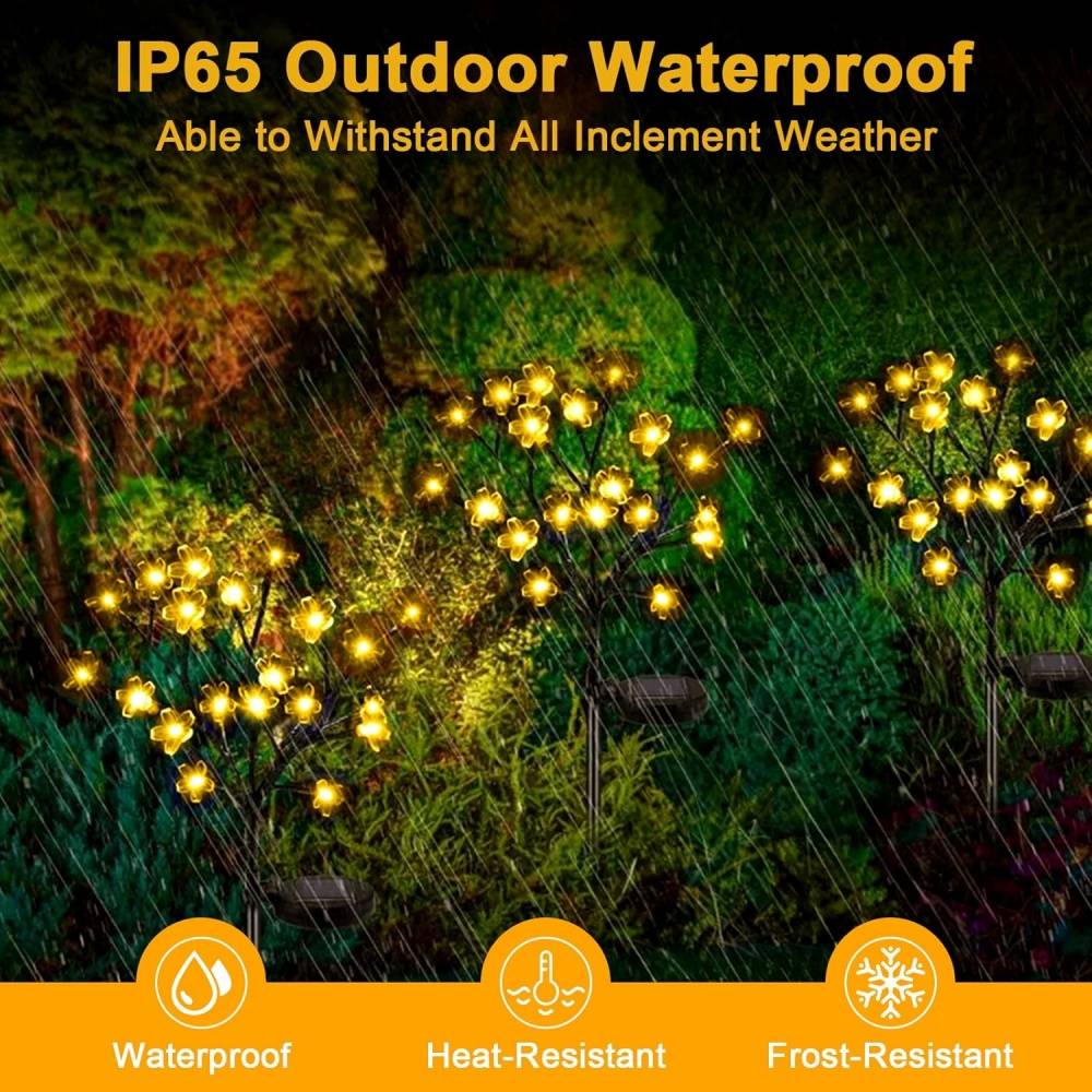 lampes solaires-Lampe solaire jardin extérieur 2 pièces - 20 LEDs fleurs - IP65 imperméable - Living123 - Image 6