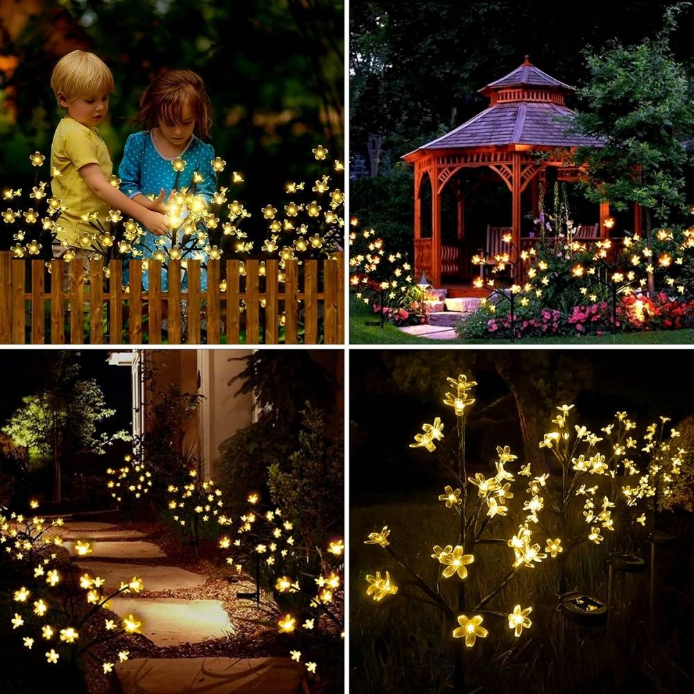 lampes solaires-Lampe solaire jardin extérieur 2 pièces - 20 LEDs fleurs - IP65 imperméable - Living123 - Image 8
