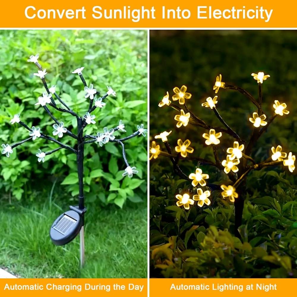 lampes solaires-Lampe solaire jardin extérieur 2 pièces - 20 LEDs fleurs - IP65 imperméable - Living123 - Image 5