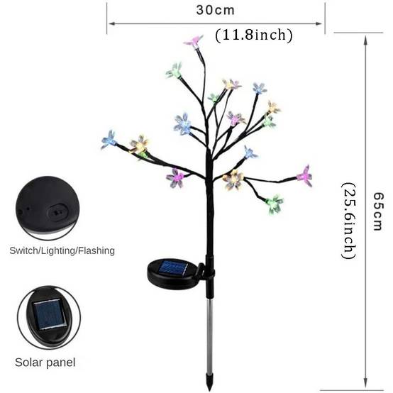 lampes solaires-Lampe solaire jardin extérieur 2 pièces - 20 LEDs fleurs - IP65 imperméable - Living123 - Image 3