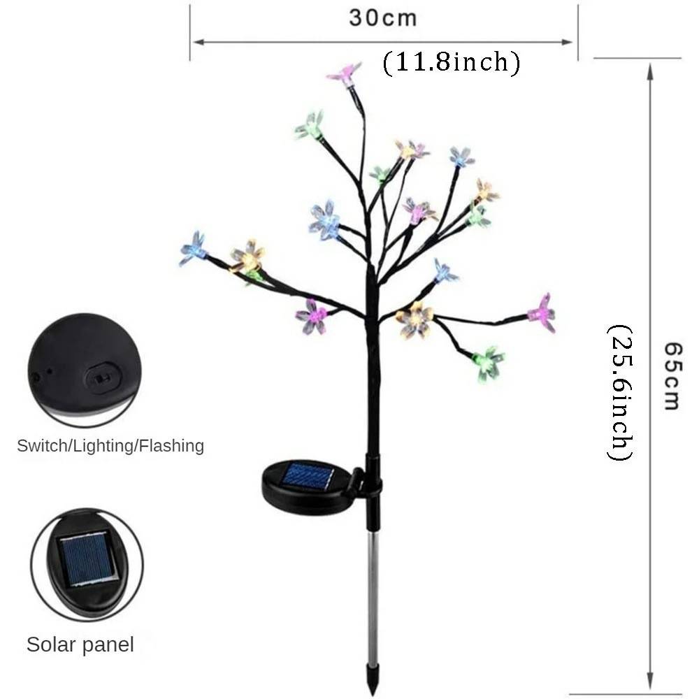 lampes solaires-Lampe solaire jardin extérieur 2 pièces - 20 LEDs fleurs - IP65 imperméable - Living123 - Image 3