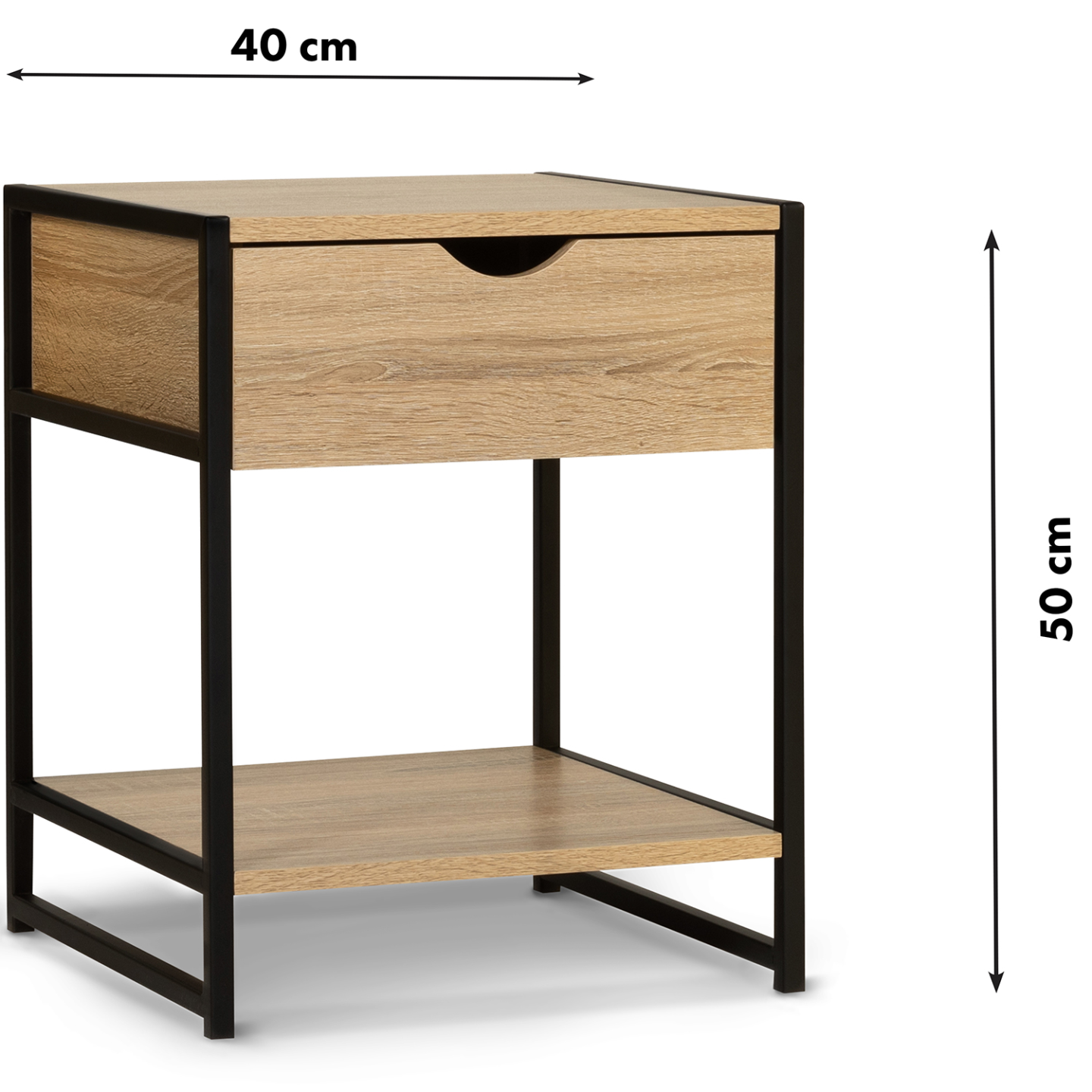 Lot de 2 tables de chevet DETROIT 1 tiroir avec tablette bois et métal noir design industriel - Image 5