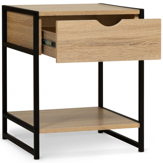 Lot de 2 tables de chevet DETROIT 1 tiroir avec tablette bois et métal noir design industriel - Image 4