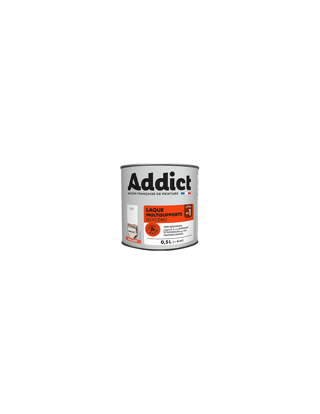 Peinture Laque Glycéro Brillant 0.5 Litre Blanc - Addict - Image 1
