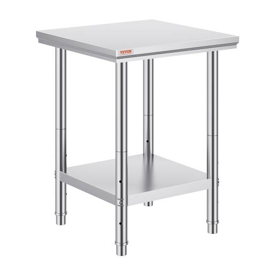 Vevor - VEVOR Table de travail cuisine inox 60x60x80cm à 2 étages, pour préparation repas, hôtels, hôpitaux. - Image 1