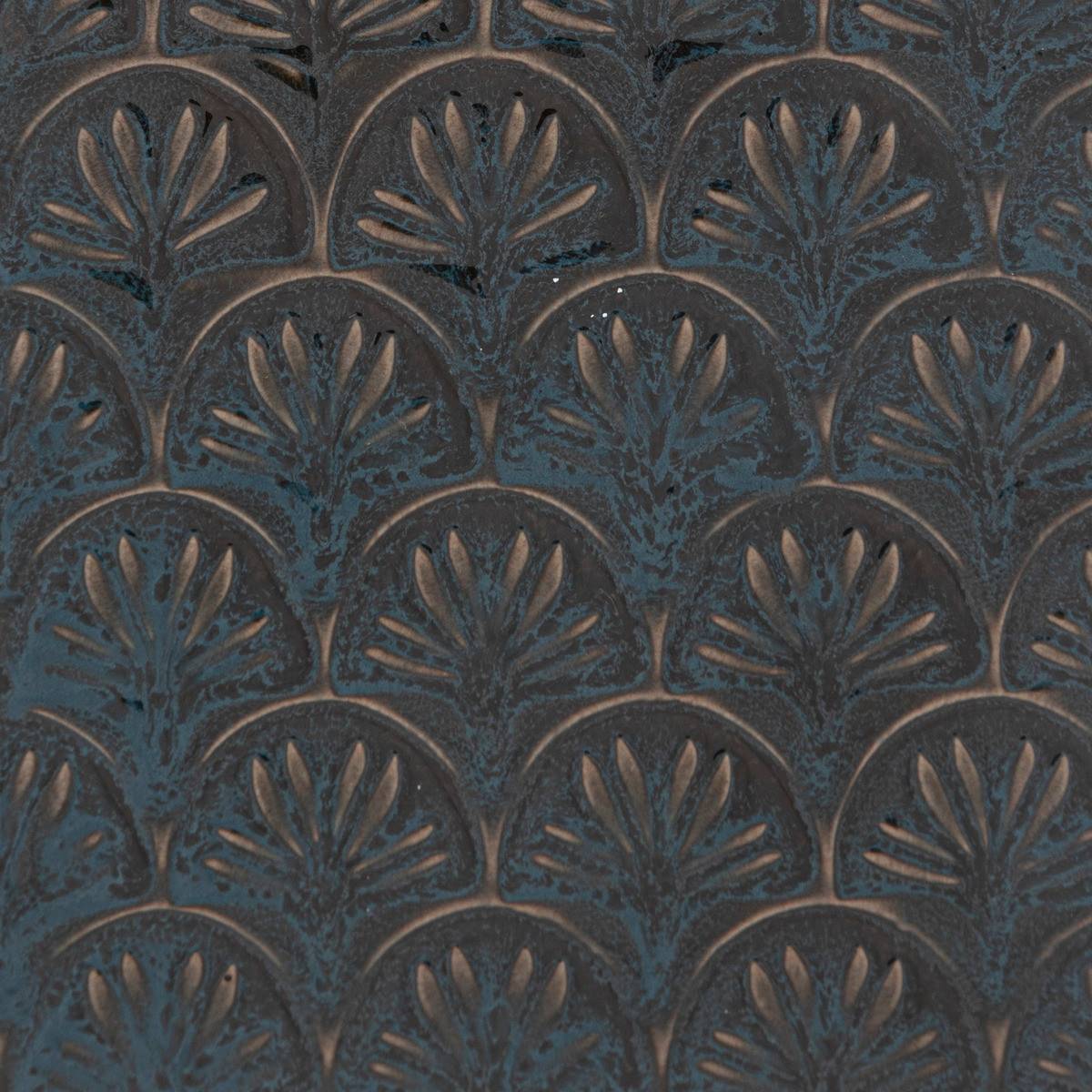 Vase en Céramique émaillée Bleu motif en relief D 11 x H. 24,5 cm - Image 2