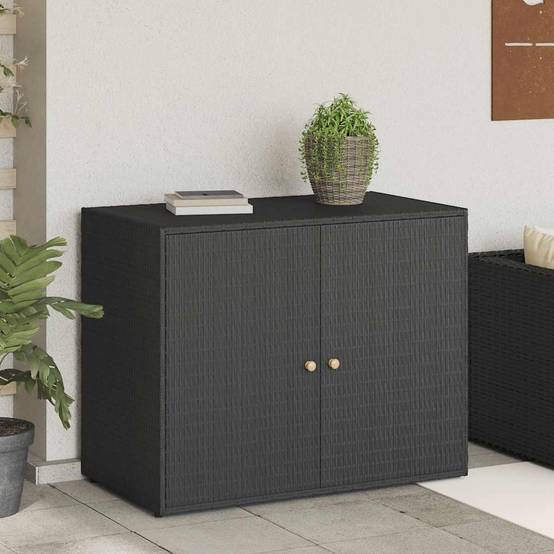 Armoire de jardin - Armoire d'extérieur - Armoire de rangement jardin Noir 100x55,5x80 cm Résine tressée MP100 - Image 2