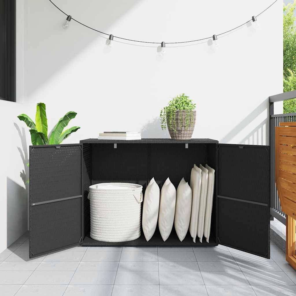 Armoire de jardin - Armoire d'extérieur - Armoire de rangement jardin Noir 100x55,5x80 cm Résine tressée MP100 - Image 3