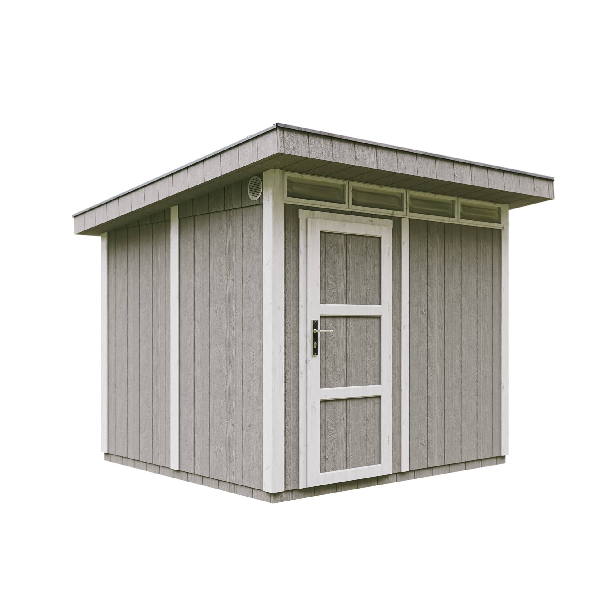 Timbela - Abri de Jardin Qualité Premium 6m² / L294xL279cm - Kit tout compris avec sol, tuiles bitumineuses, set de peinture - Timbela M903-TUNDRA GREY - Image 1