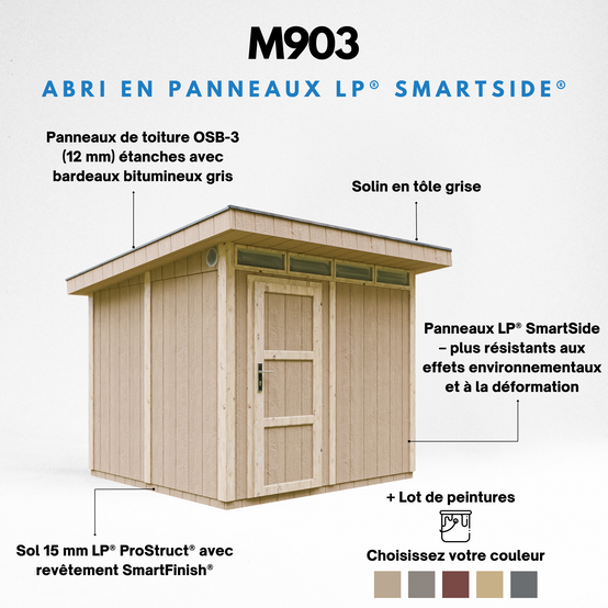 Timbela - Abri de Jardin Qualité Premium 6m² / L294xL279cm - Kit tout compris avec sol, tuiles bitumineuses, set de peinture - Timbela M903-TUNDRA GREY - Image 9