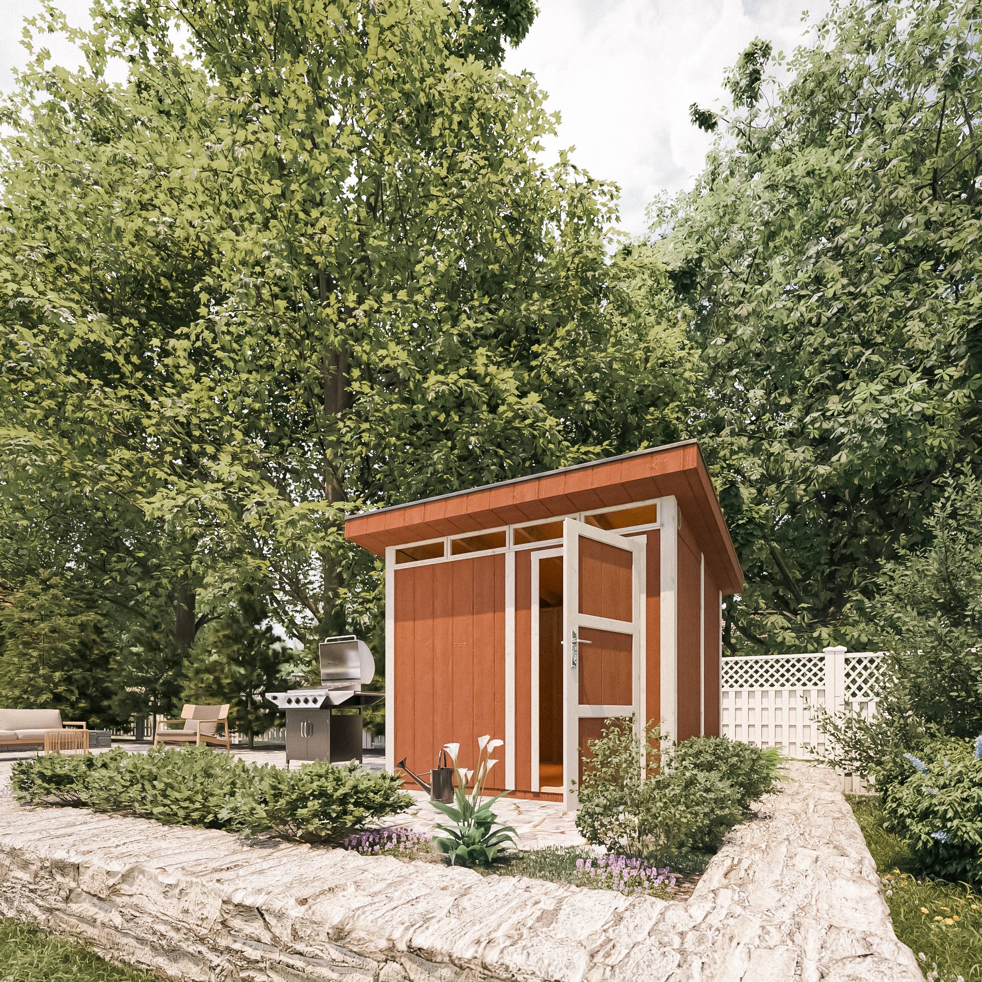 Timbela - Abri de Jardin Qualité Premium 6m² / L294xL279cm - Kit tout compris avec sol, tuiles bitumineuses, set de peinture - Timbela M903-TUNDRA GREY - Image 4