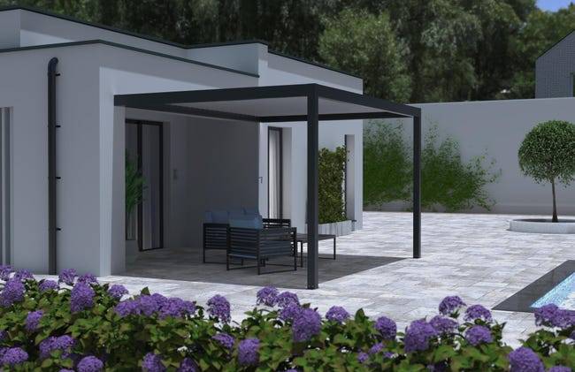 Pergola bioclimatique Aluminium Adossée Anthracite 4x3 Manuelle S ORIALFrance - Image 4