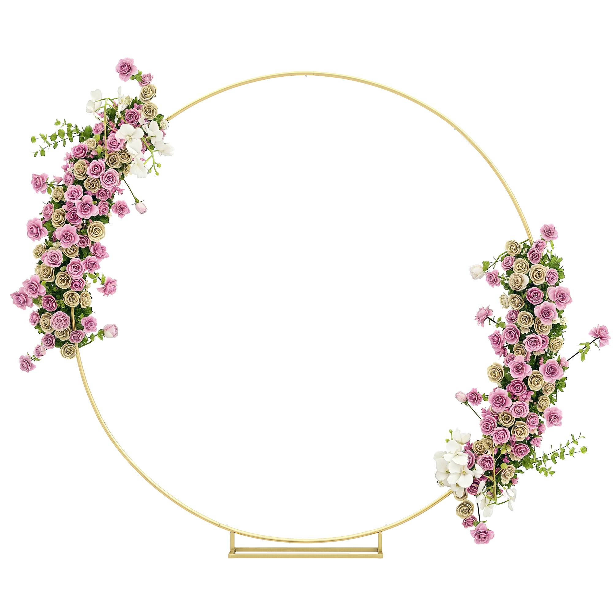 Grande arche de jardin ronde métal mariage événementiel décoratif 234cm doré - ComfortXL Outdoor Living - Image 1