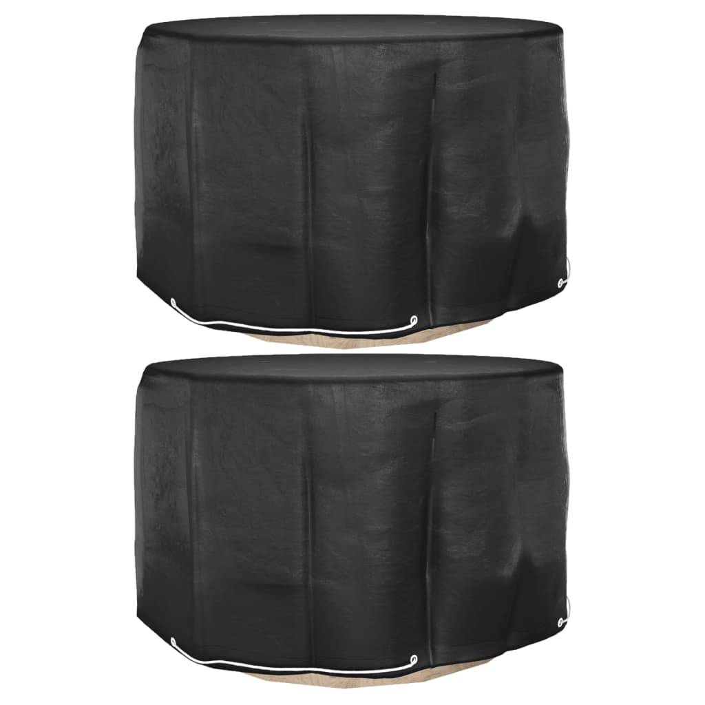 Lot de 2 Bâches Rondes PE pour Salon de Jardin Protection Imperméable Anti-UV Extérieur Noir Ø125x75 cm – ComfortXL Outdoor Living - Image 1