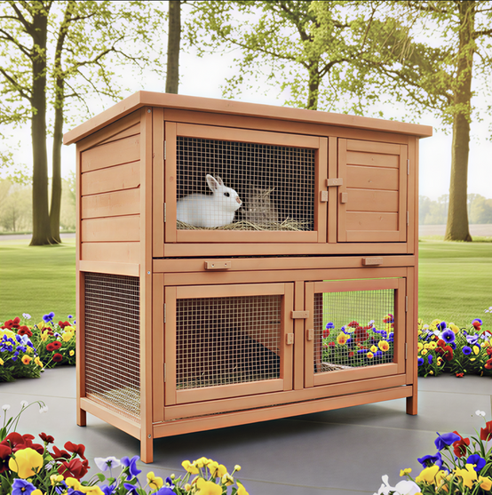 Cage Clapier Enclos lapin Extérieur en bois Haute Qualité pour lapins petits animaux- Modèle : 022 Mukkel 104 x 55 x 94 cm - Image 6