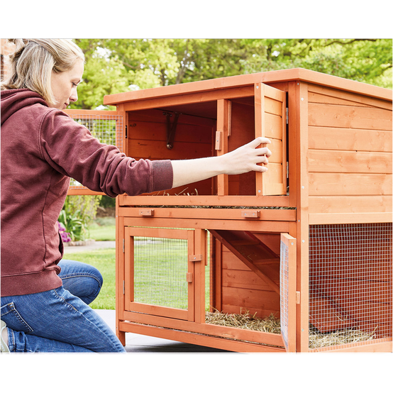 Cage Clapier Enclos lapin Extérieur en bois Haute Qualité pour lapins petits animaux- Modèle : 022 Mukkel 104 x 55 x 94 cm - Image 3