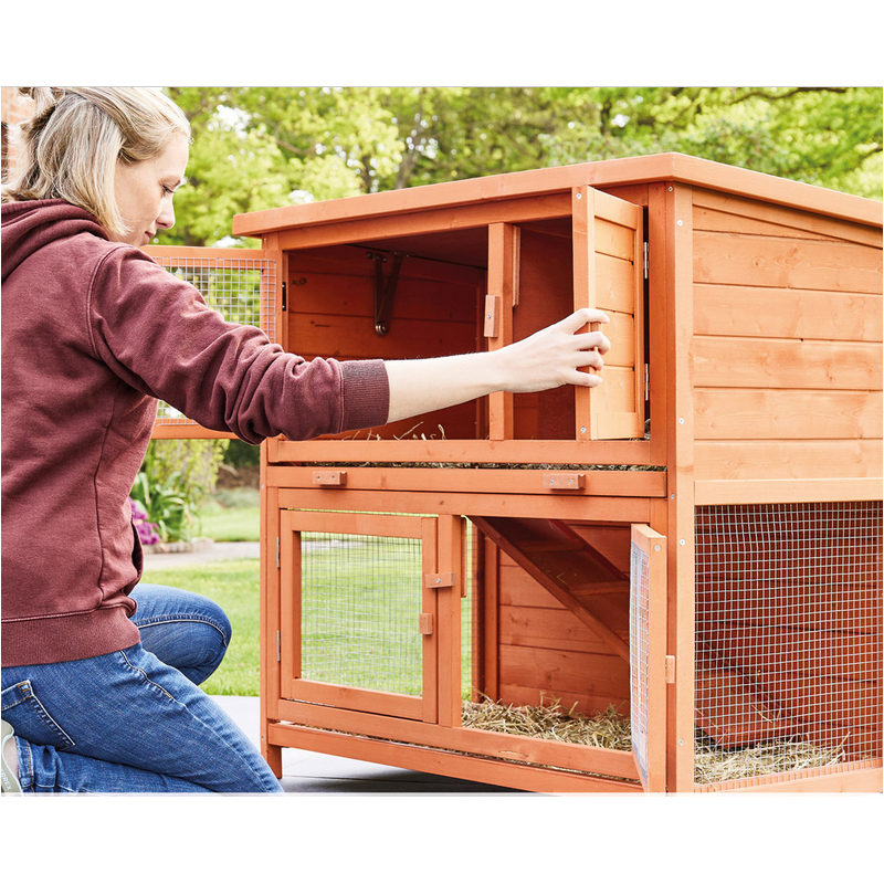 Cage Clapier Enclos lapin Extérieur en bois  Haute Qualité pour lapins petits animaux- Modèle : 022 Mukkel 104 x 55 x 94 cm - Image 3
