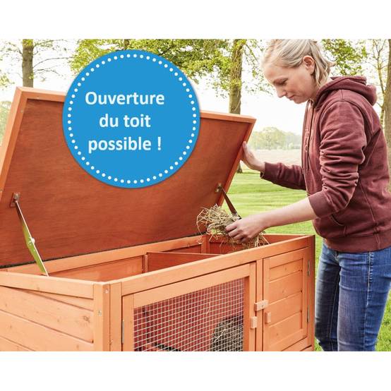 Cage Clapier Enclos lapin Extérieur en bois Haute Qualité pour lapins petits animaux- Modèle : 022 Mukkel 104 x 55 x 94 cm - Image 2
